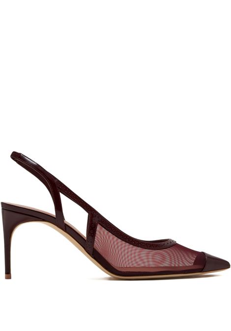 Burgundy mesh-panelled pointed-toe slingback pumps Malone souliers - women MALONE SOULIERS | AUBREY702BRGNDY